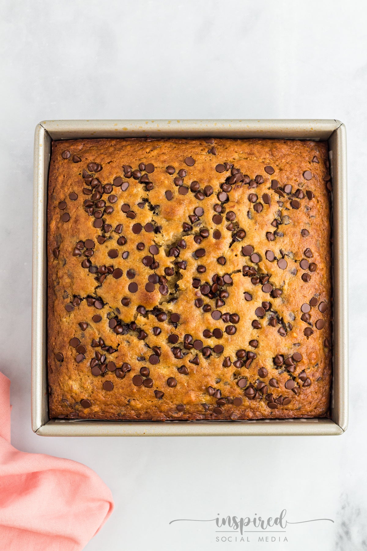 Banana Chocolate Chip Snack Cake with Chocolate Frosting