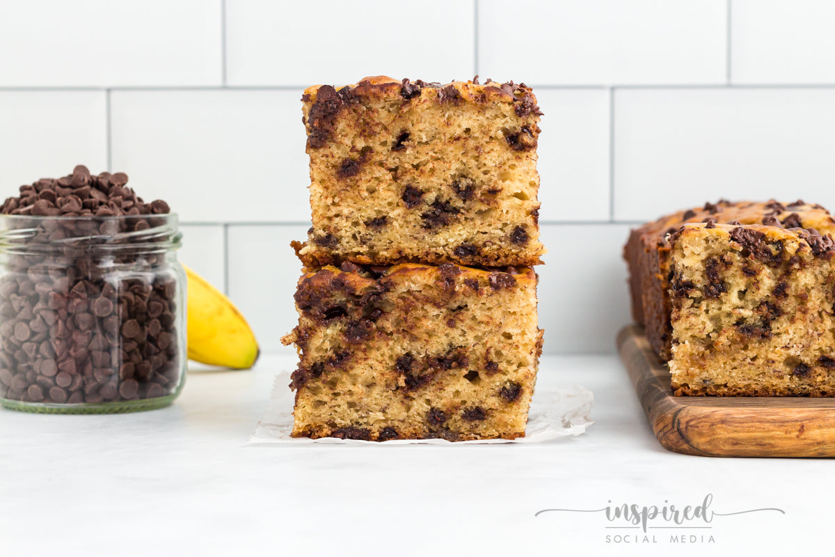Banana Chocolate Chip Snack Cake with Chocolate Frosting