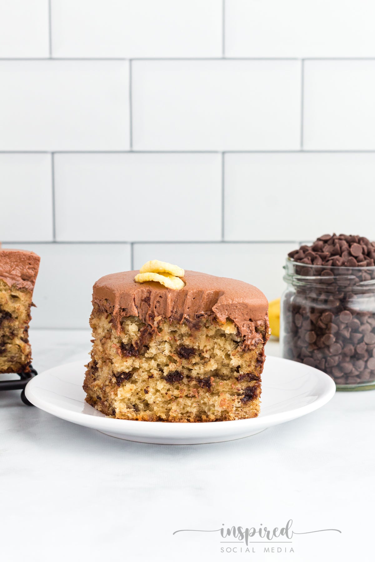 Banana Chocolate Chip Snack Cake with Chocolate Frosting