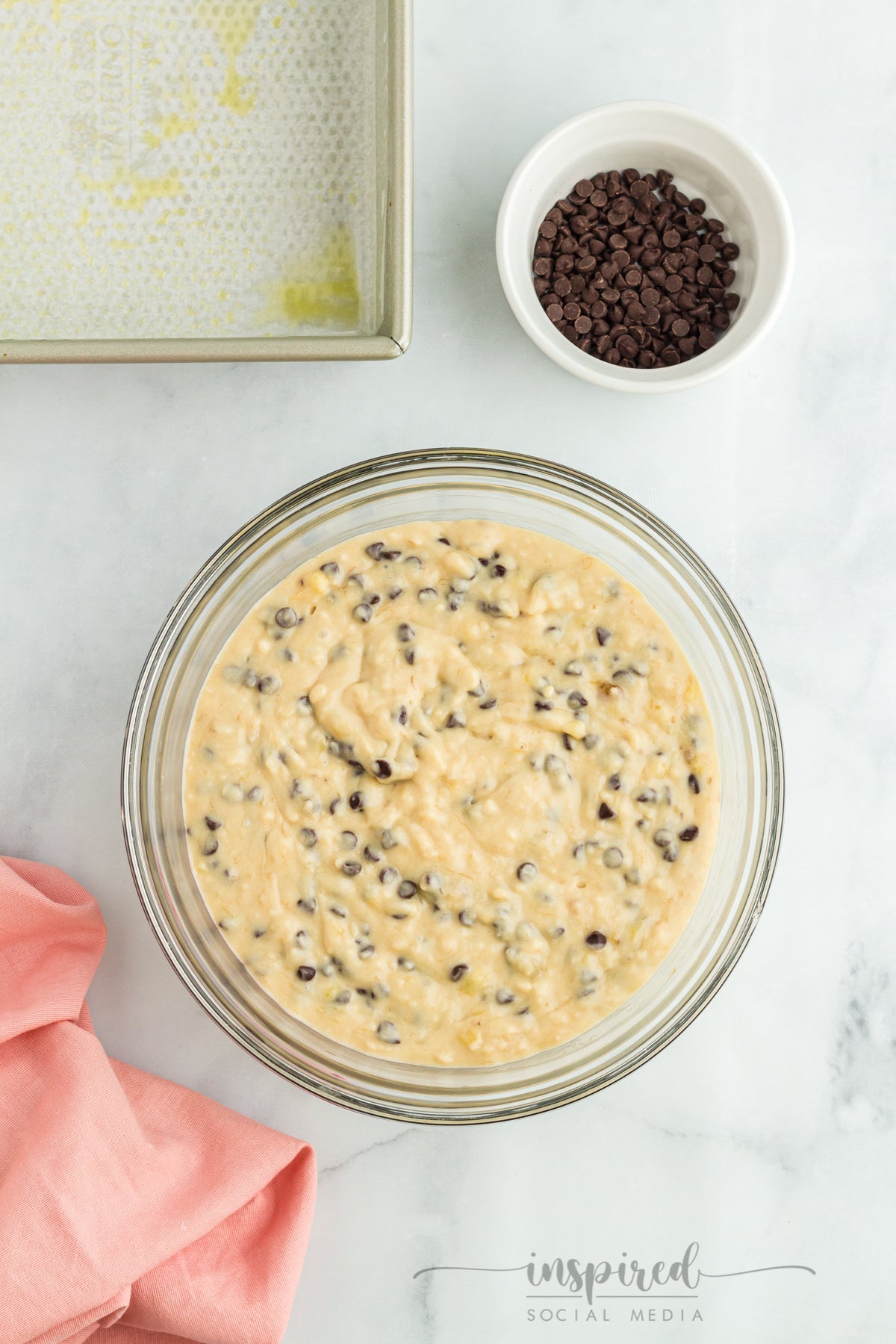 Banana Chocolate Chip Snack Cake with Chocolate Frosting