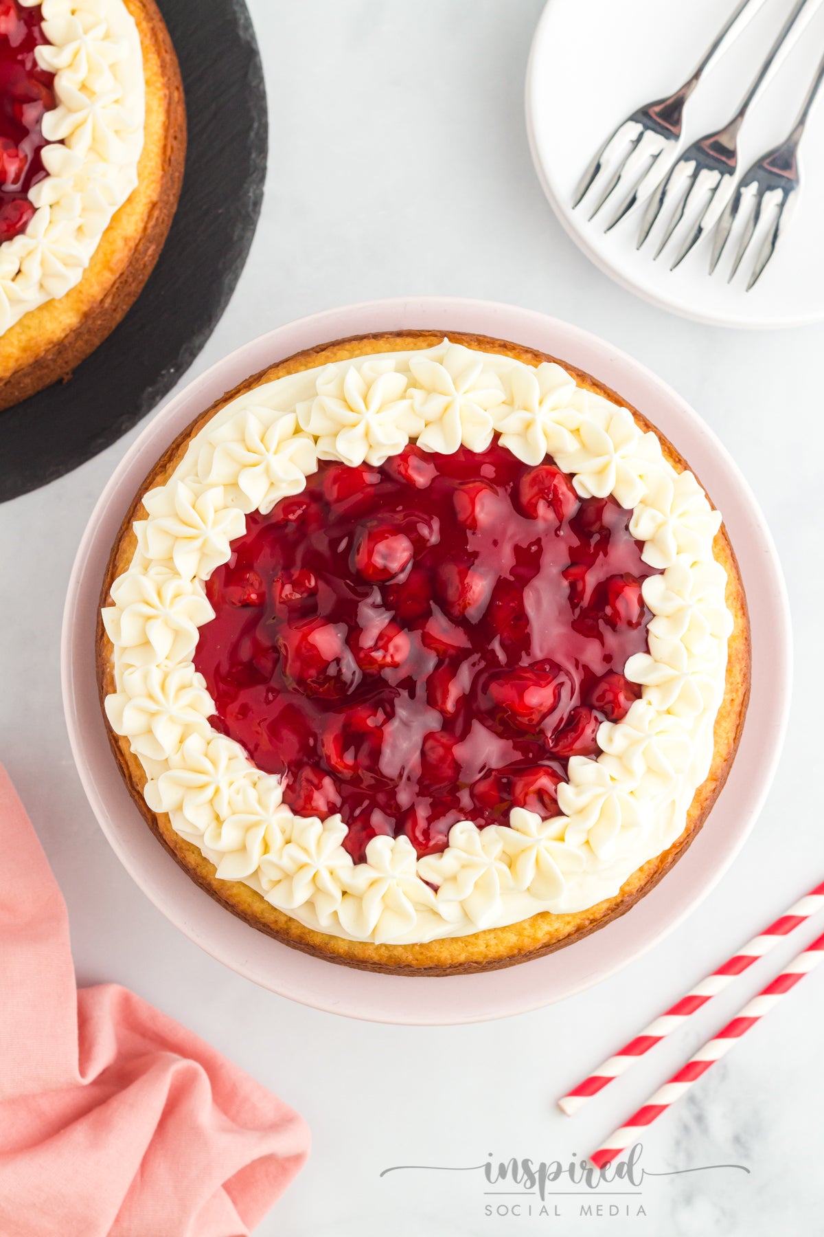 Cherry Cheesecake Cake (made with a boxed cake mix)
