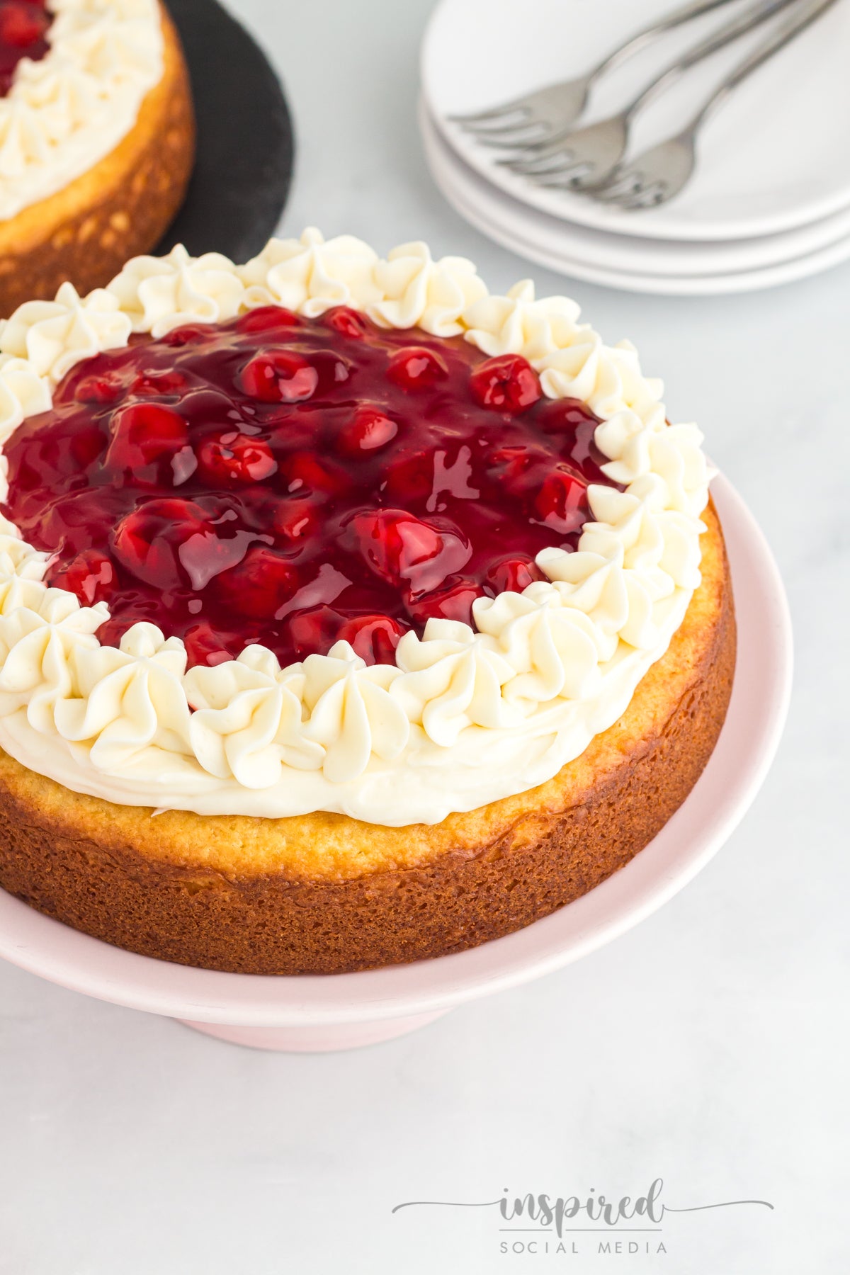 Cherry Cheesecake Cake (made with a boxed cake mix)