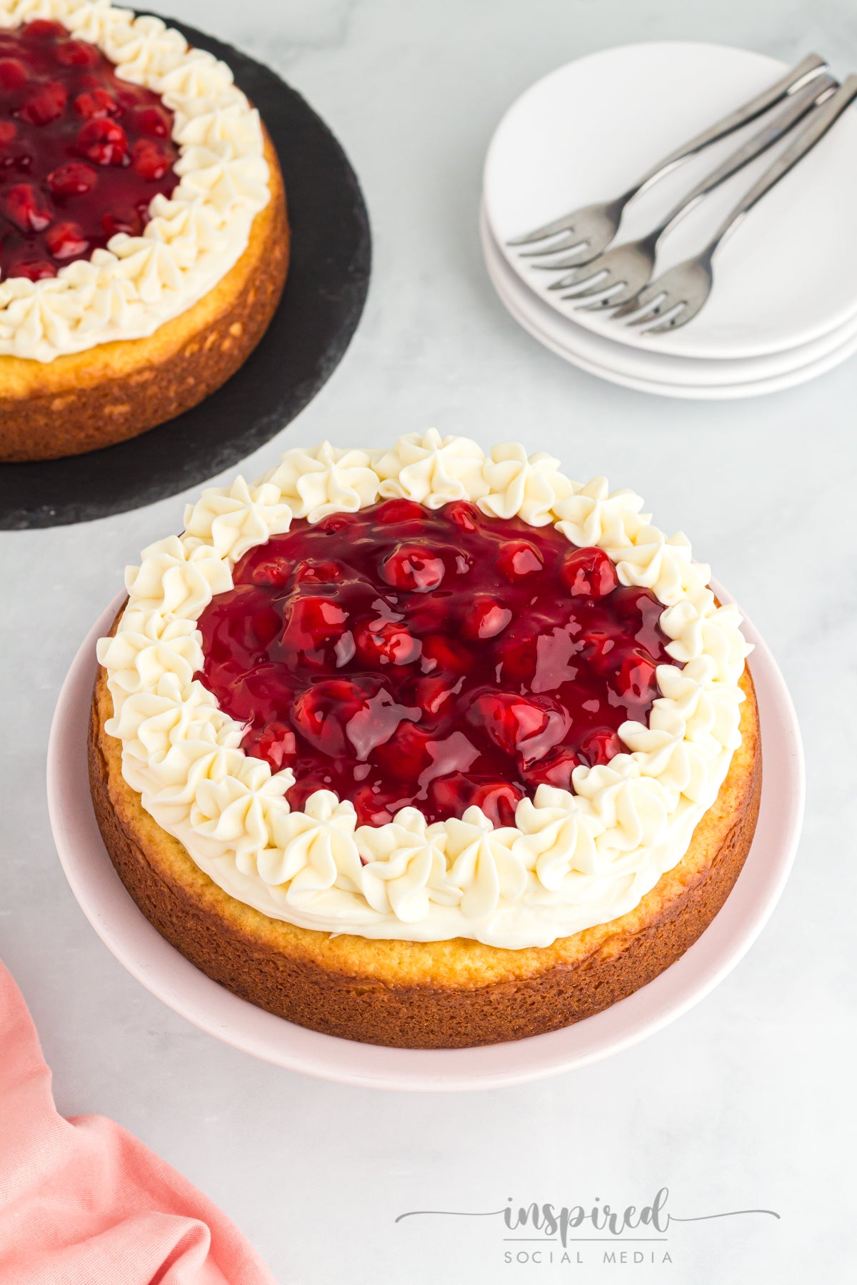 Cherry Cheesecake Cake (made with a boxed cake mix)