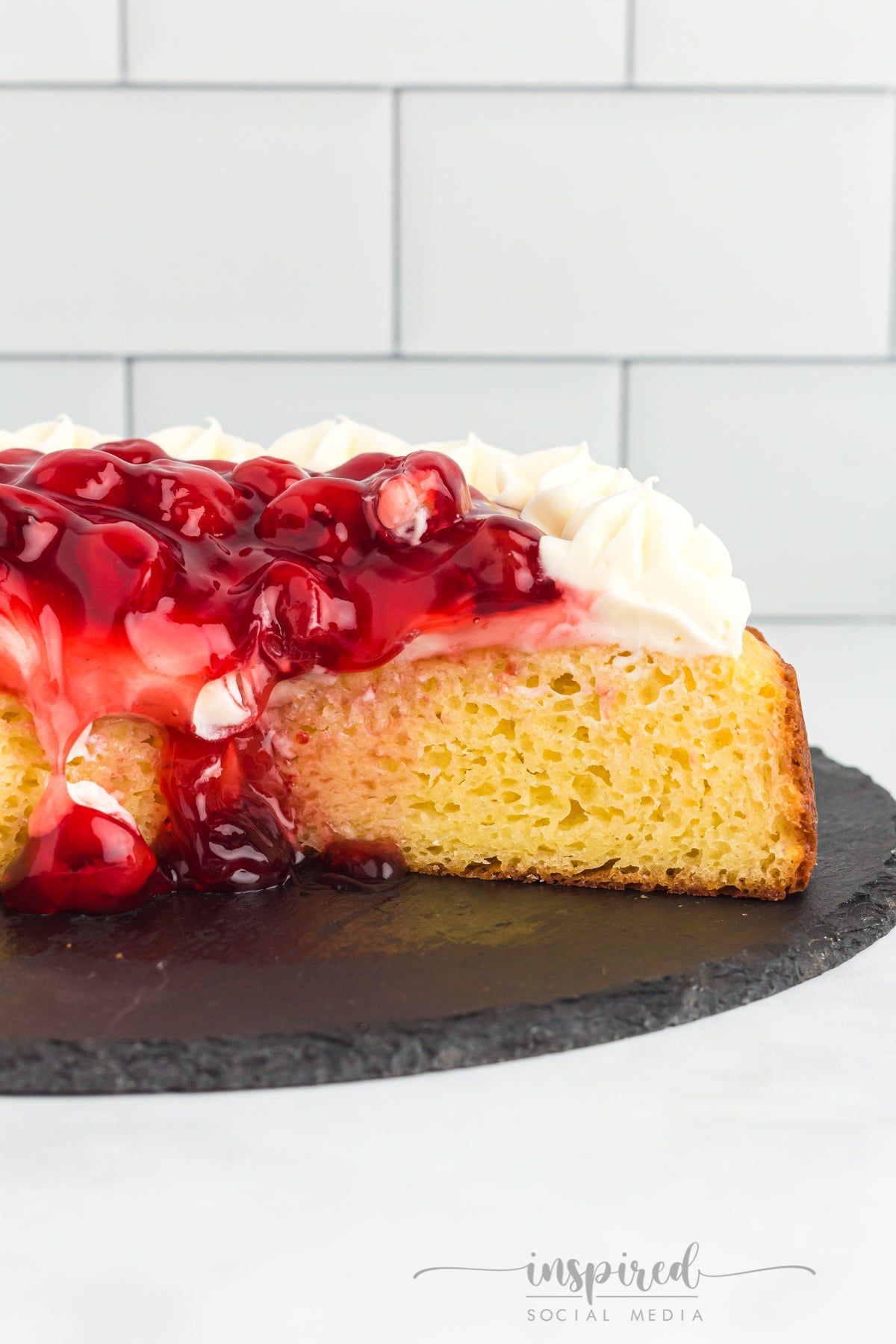 Cherry Cheesecake Cake (made with a boxed cake mix)