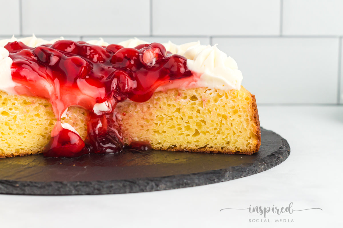 Cherry Cheesecake Cake (made with a boxed cake mix)