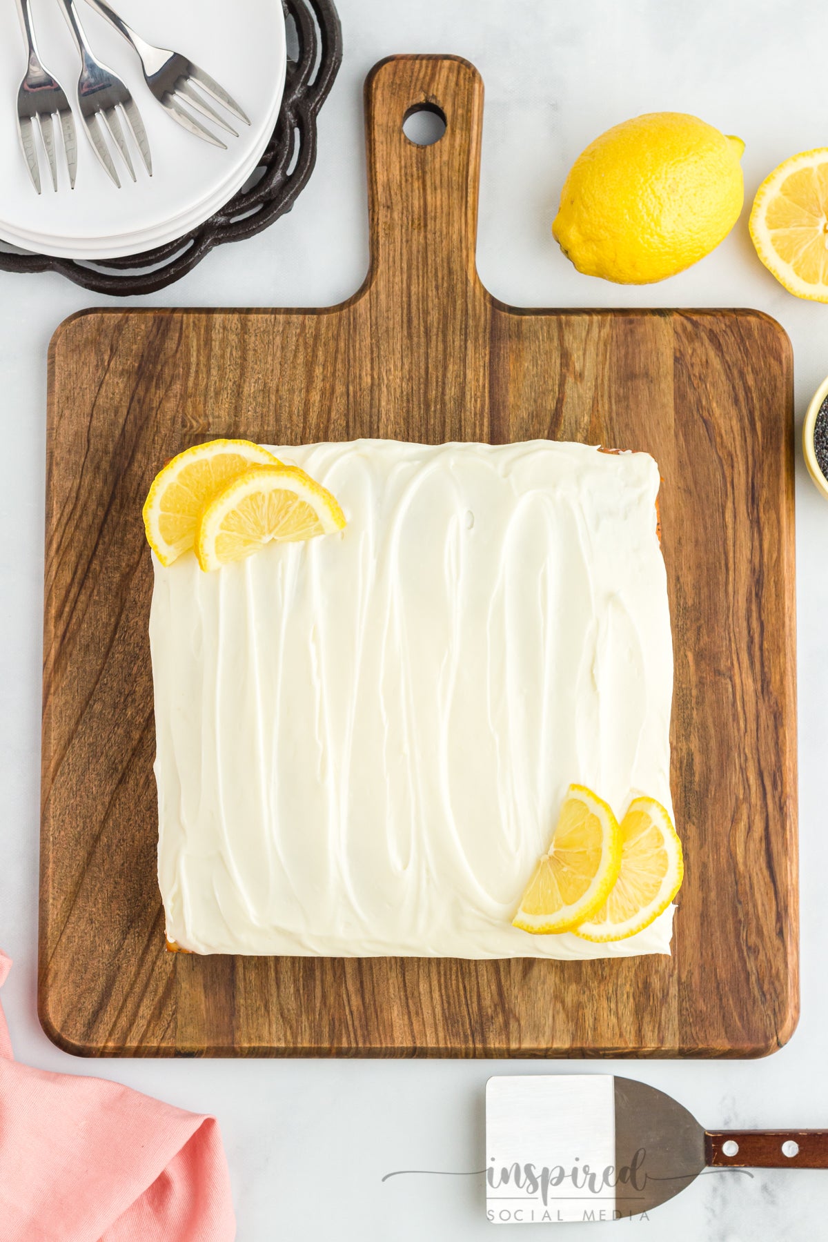 Lemon Poppy Seed Snack Cake with Cream Cheese Frosting
