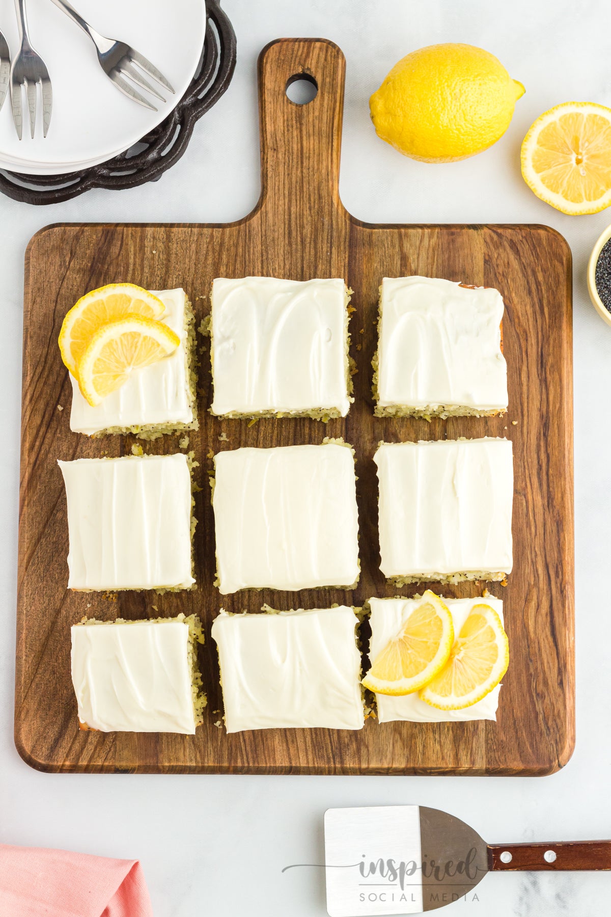 Lemon Poppy Seed Snack Cake with Cream Cheese Frosting
