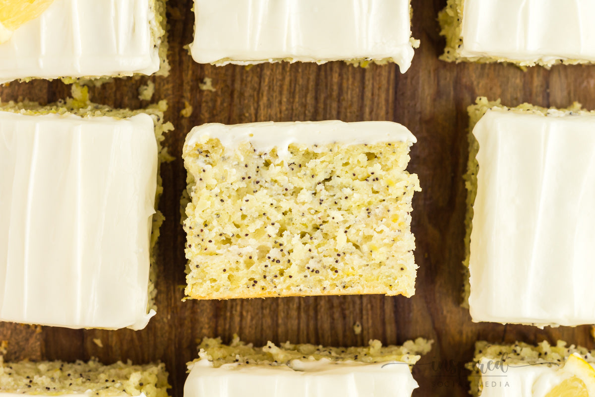 Lemon Poppy Seed Snack Cake with Cream Cheese Frosting
