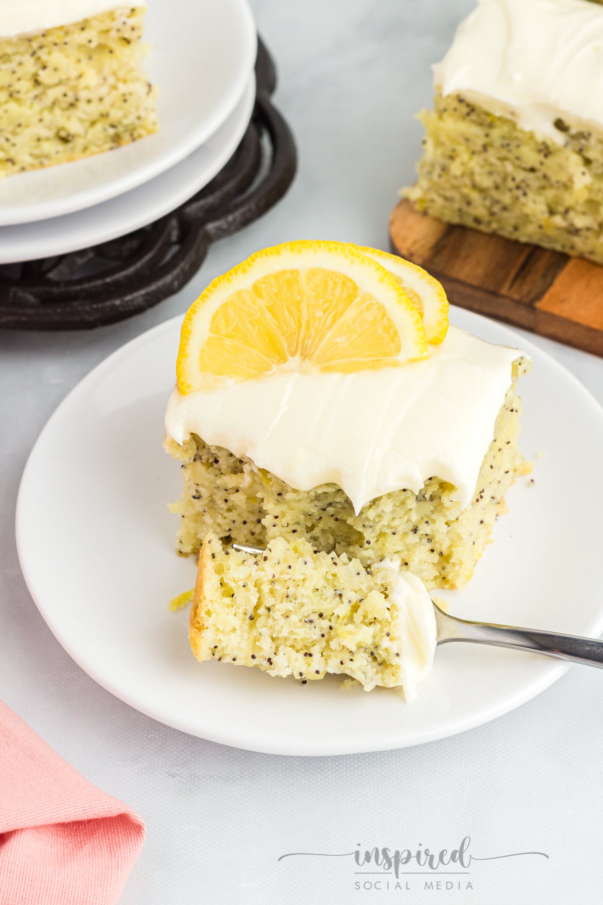Lemon Poppy Seed Snack Cake with Cream Cheese Frosting