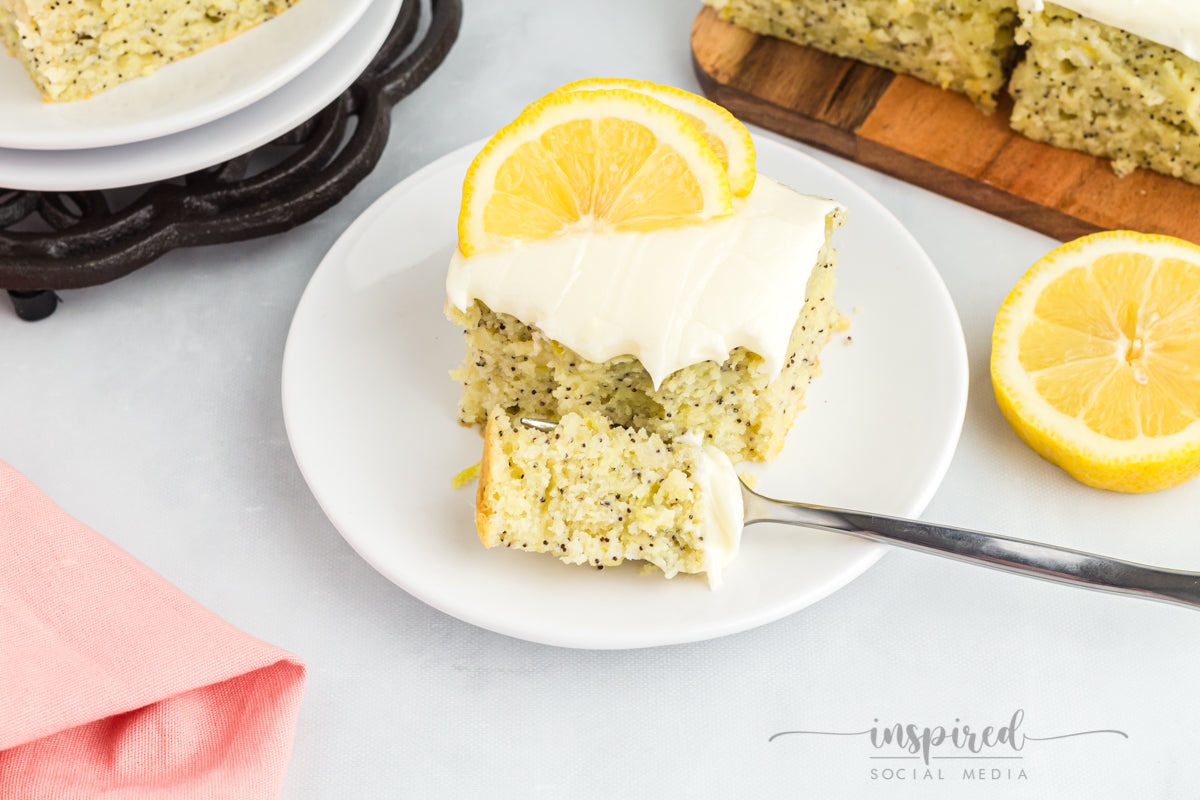 Lemon Poppy Seed Snack Cake with Cream Cheese Frosting