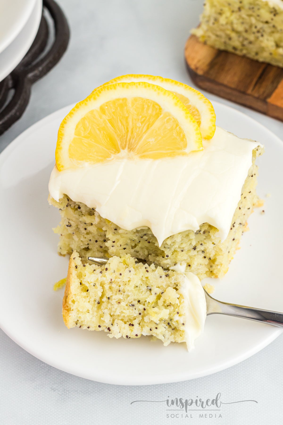 Lemon Poppy Seed Snack Cake with Cream Cheese Frosting