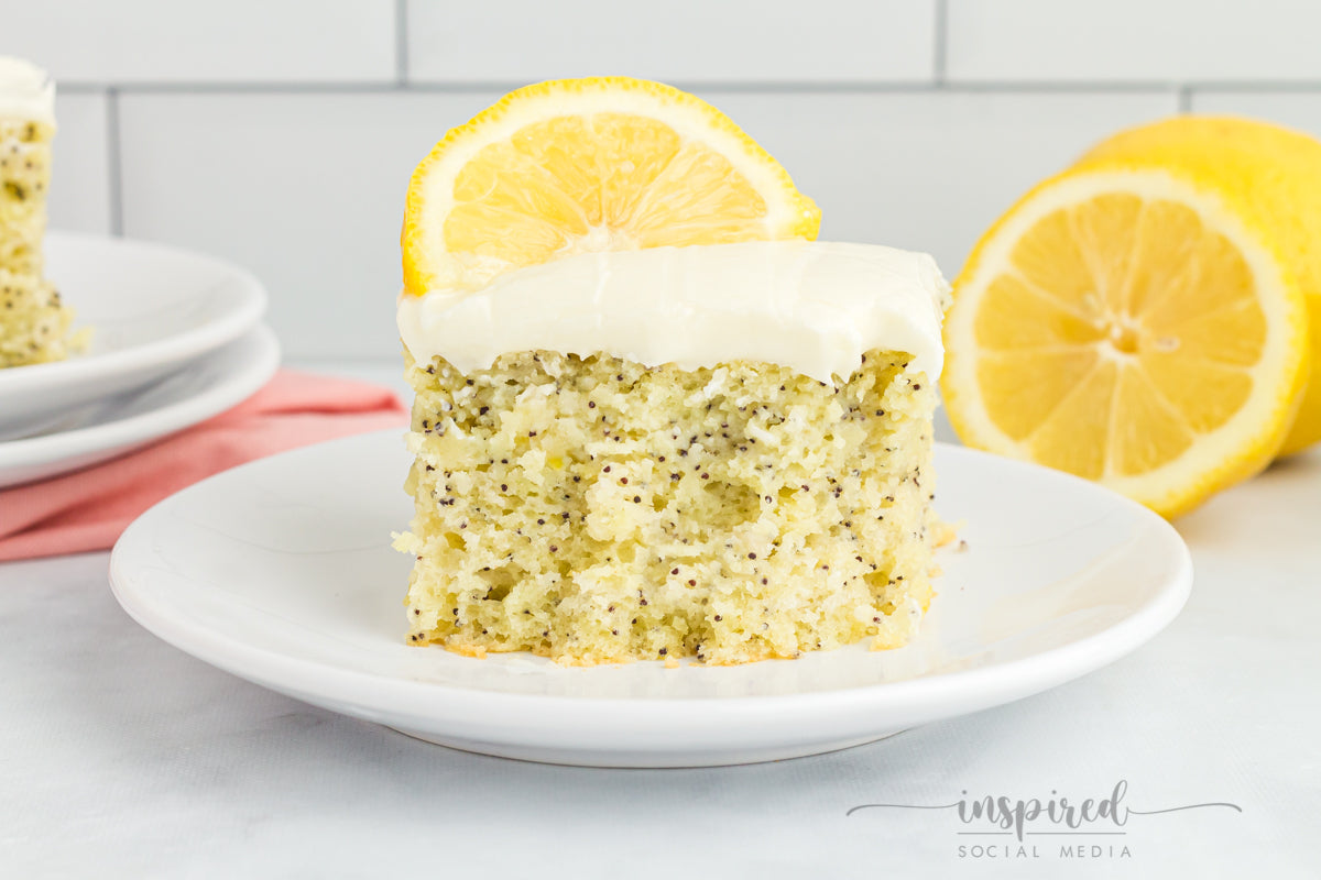 Lemon Poppy Seed Snack Cake with Cream Cheese Frosting