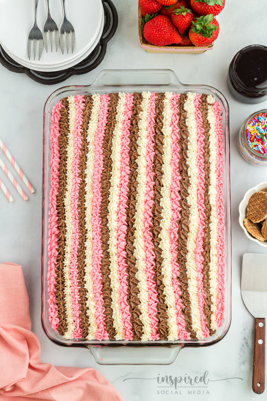 Neapolitan Cake (made with boxed cake mix)