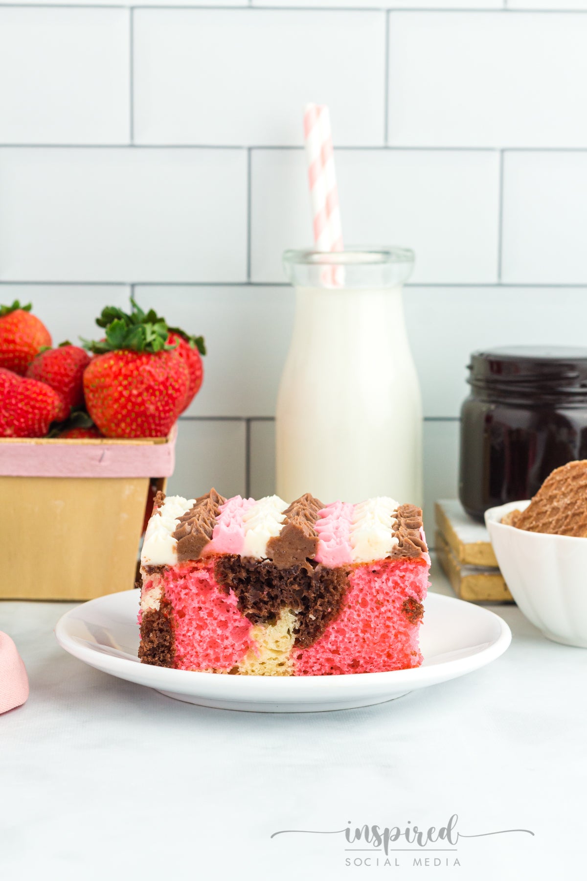 Neapolitan Cake (made with boxed cake mix) – Inspired Social Media