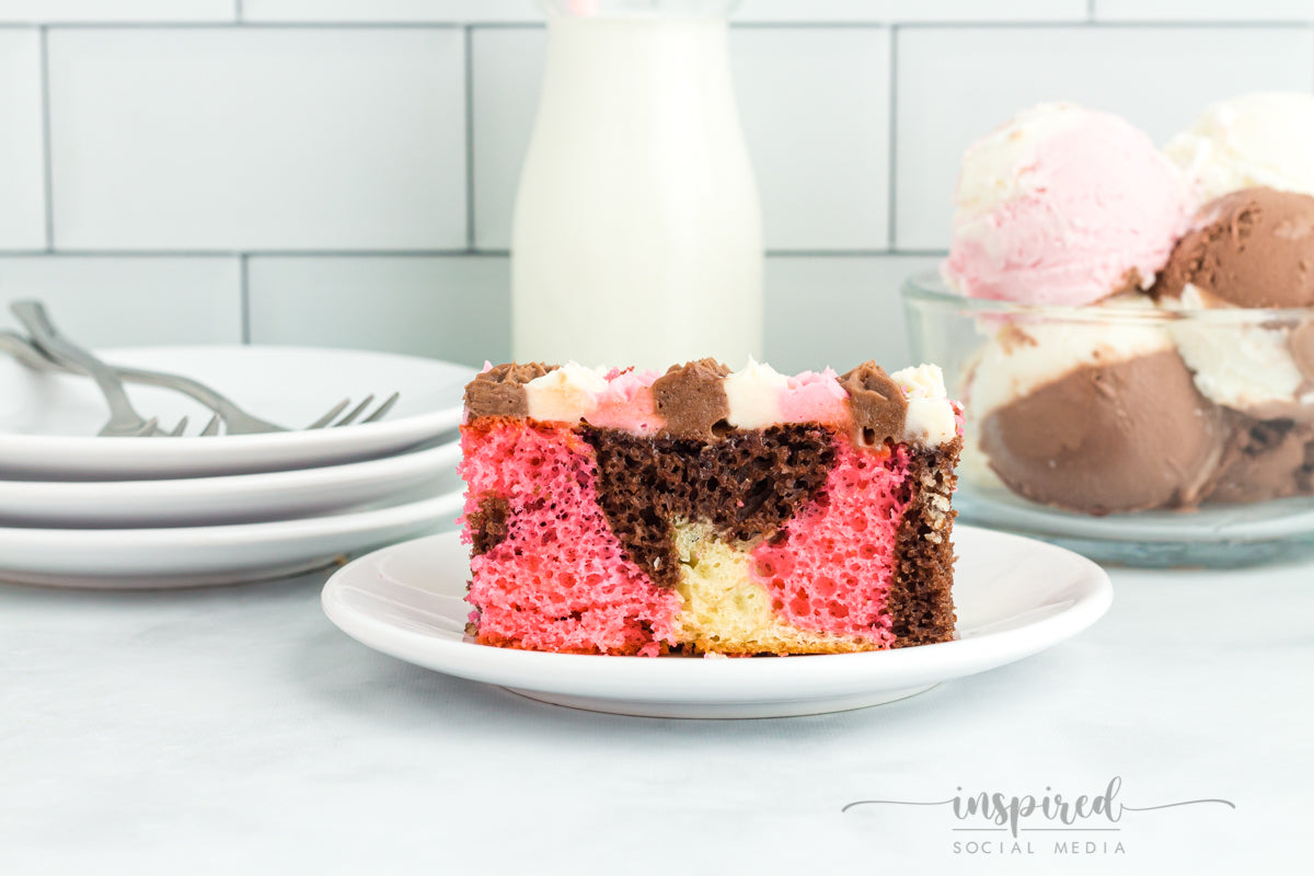 Neapolitan Cake (made with boxed cake mix) – Inspired Social Media